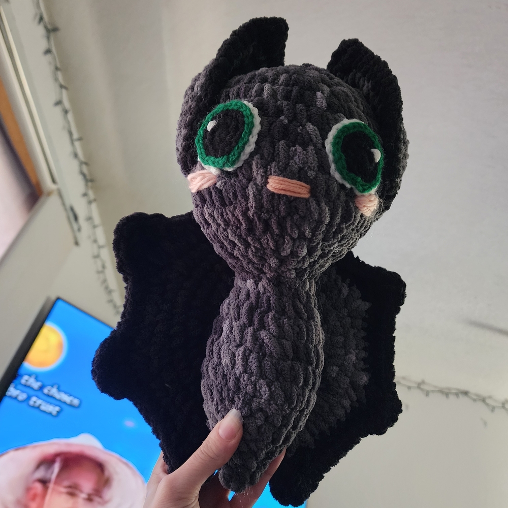 Plush Bat Stuffed Animal Toy - Black and Green